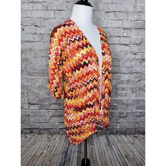 Girls LuLaRoe‎ Red Orange Chevron Striped Bianka - Picture 11 of 12